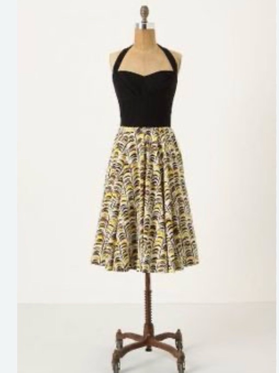 Anthropologie Dresses & Skirts - Anthropologie Girls from Savoy Memory of Feathers Halter Vintage Pinup Dress